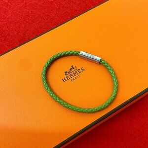 Hermes Goliath Braided Leather Bracelet Bangle Accessory Light